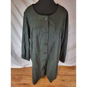 Bella Blue Forest Green Houndstooth Wool Blend Lagenlook S/M Dress